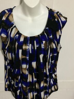 Jones Studio Abstract Scoop Neck Sleeveless Blouse size XL